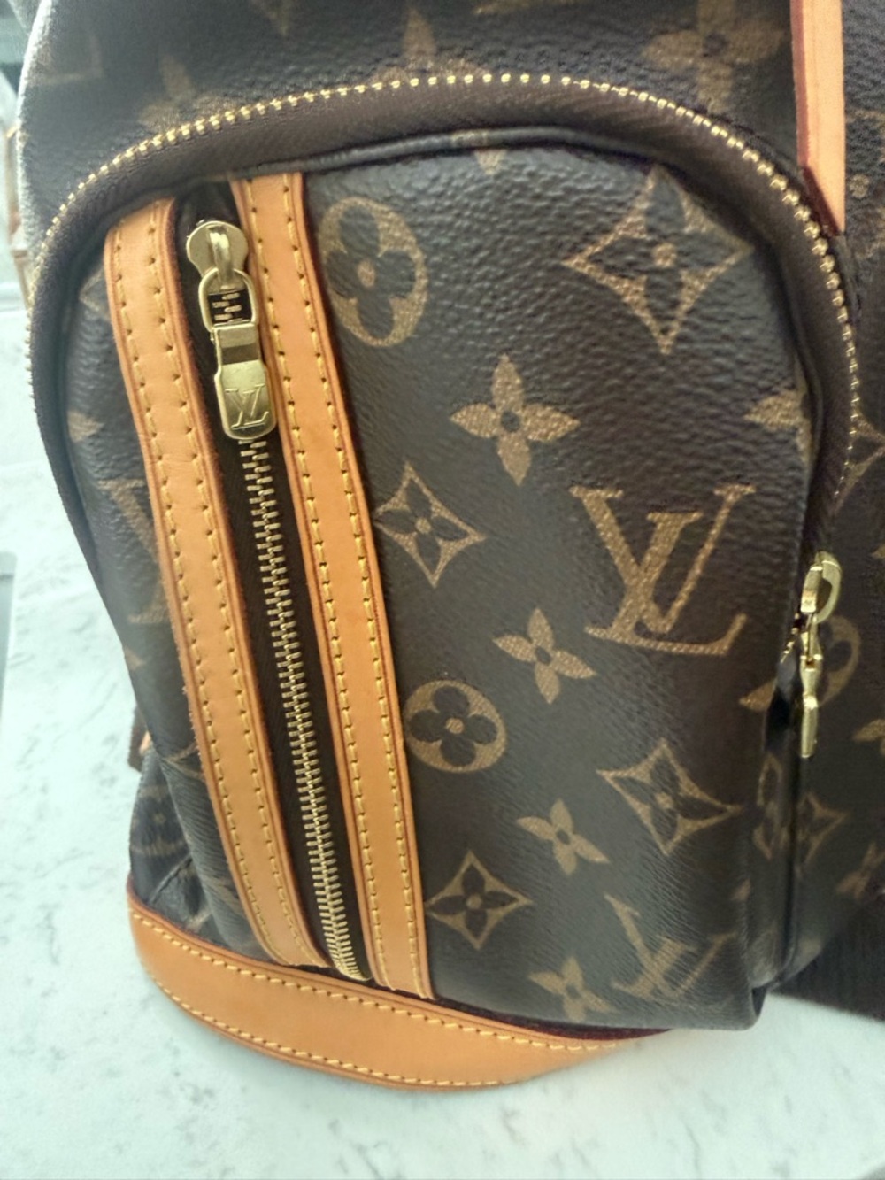 Louis Vuitton Monogram Sac de Bosphore Backpack with Tan Leather Accents - Picture 2 of 11